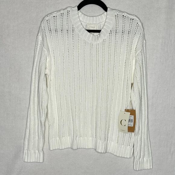 NWT Cyrus Winter White Knit Sweater – Vertical Texture in Bone, Size M - Picture 1 of 10